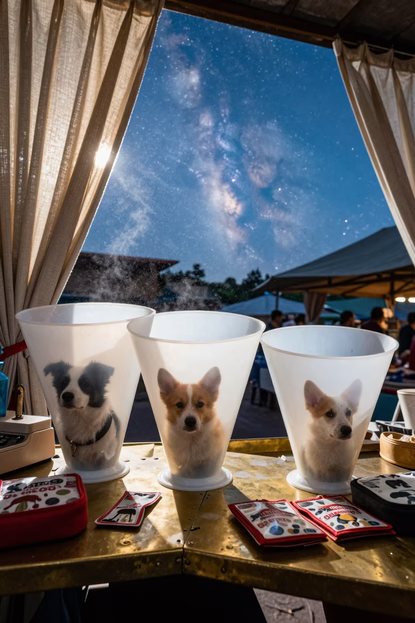 Puppy Training Ring on Goldsmith Bench at Dawn in at a goldsmith bench in a bazaar jewelry lane in Chongqing