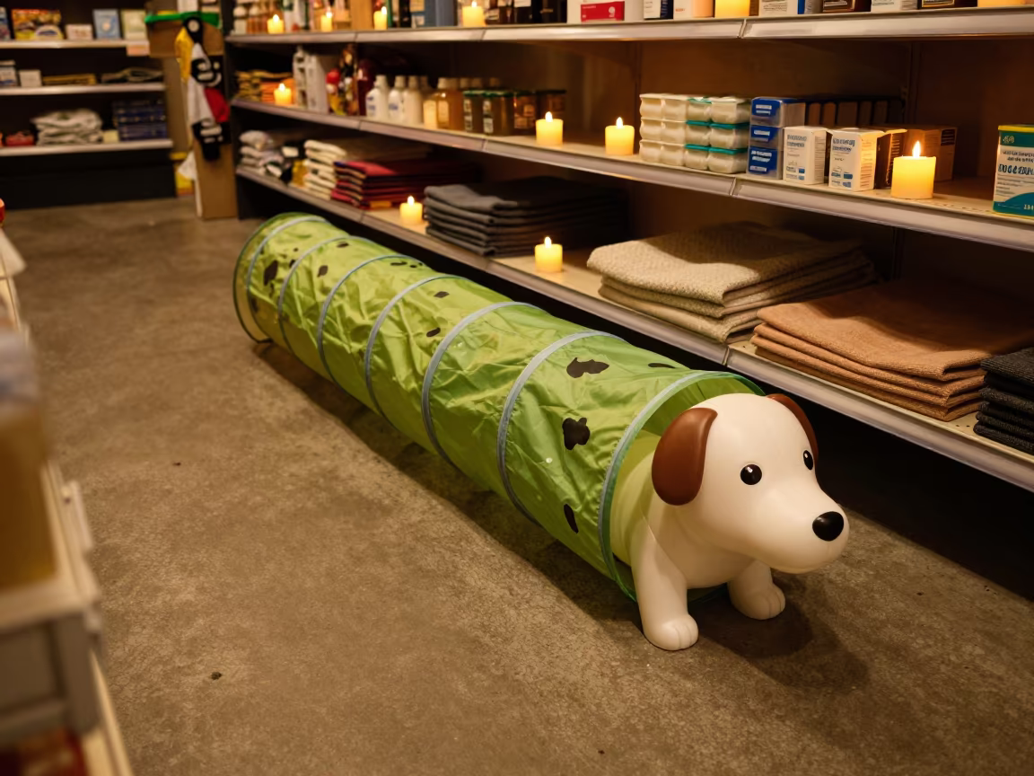 Puppy Tunnel Bin Reset in Chittagong Pet Store in inside a pet store aisle near Chittagong