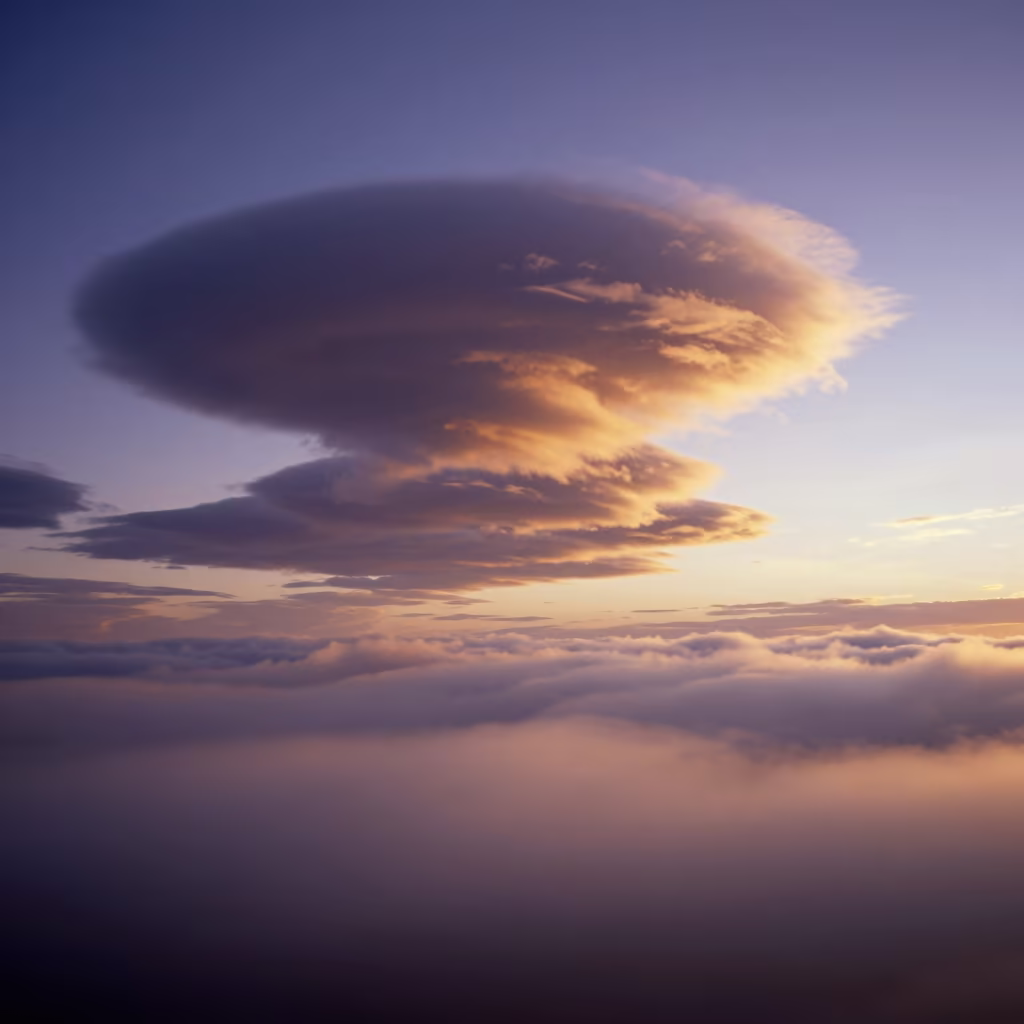 Purple Mammatus Clouds Over Barquisimeto Fog in through low marine fog near Barquisimeto