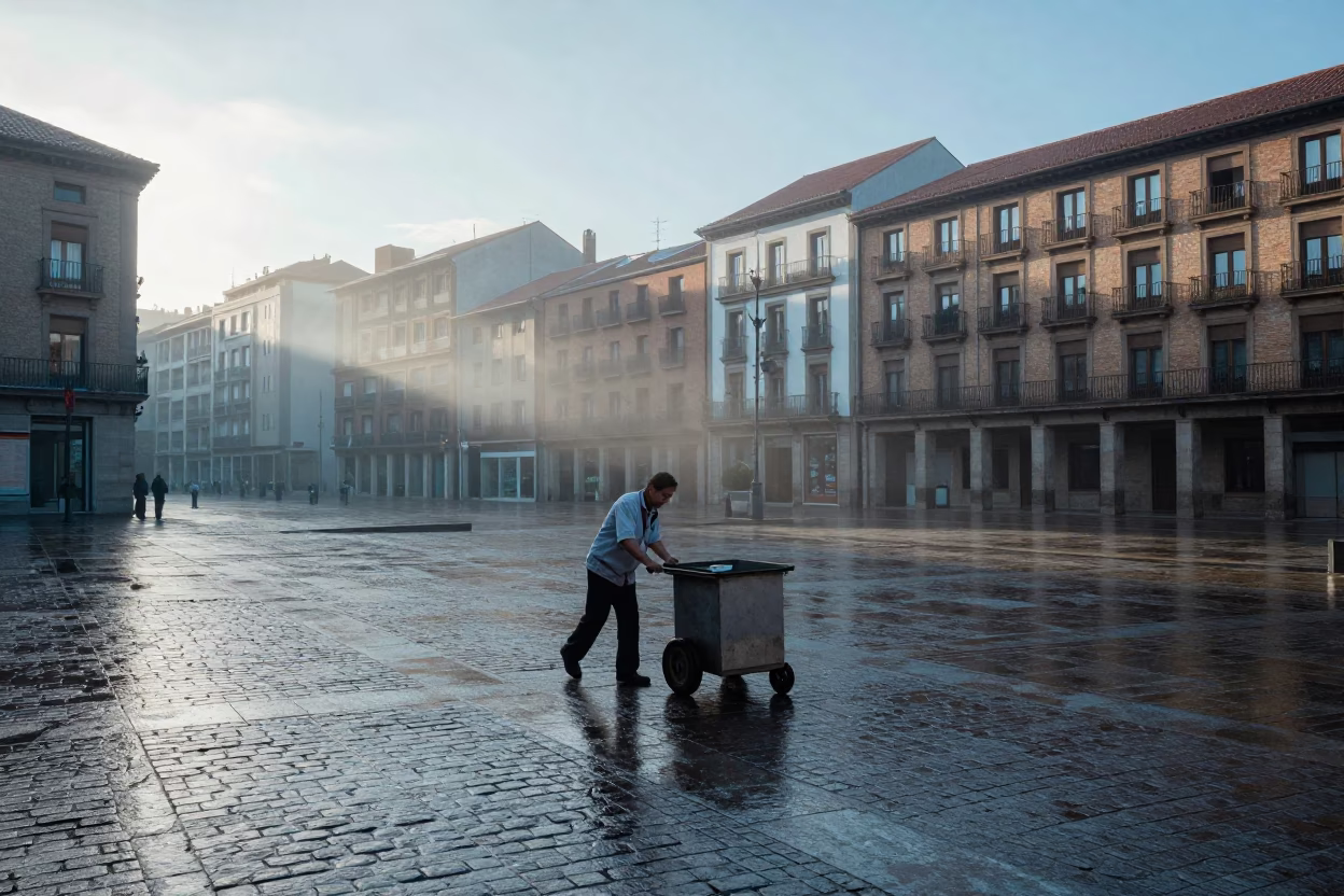 Pushing Cart in Bilbao in in Bilbao, Spain