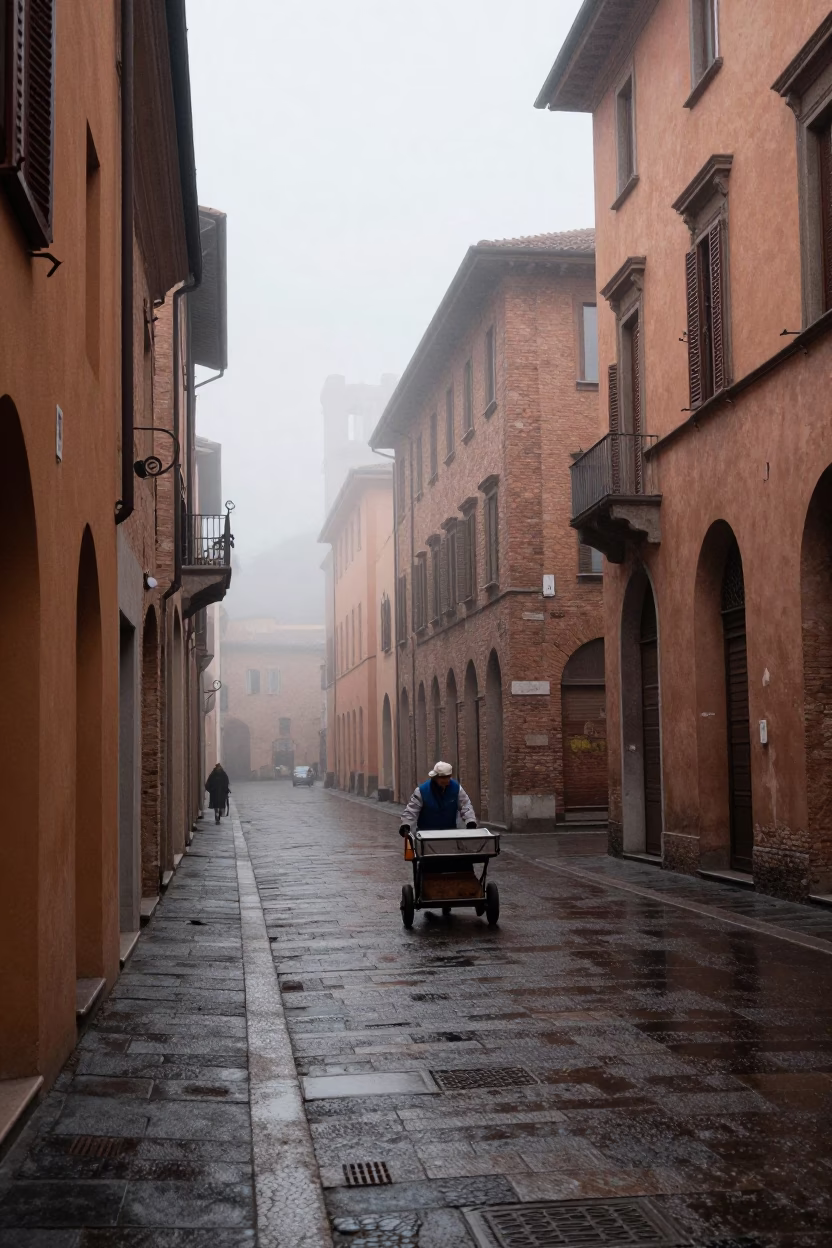 Pushing Cart in Bologna in in Bologna, Italy