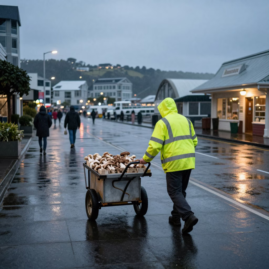 Pushing Cart in Wellington in in Wellington, New Zealand