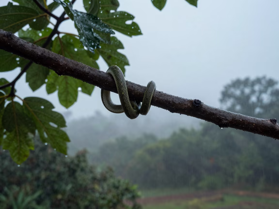 Python Coiled in Fig Tree Dawn Light in near Torreón