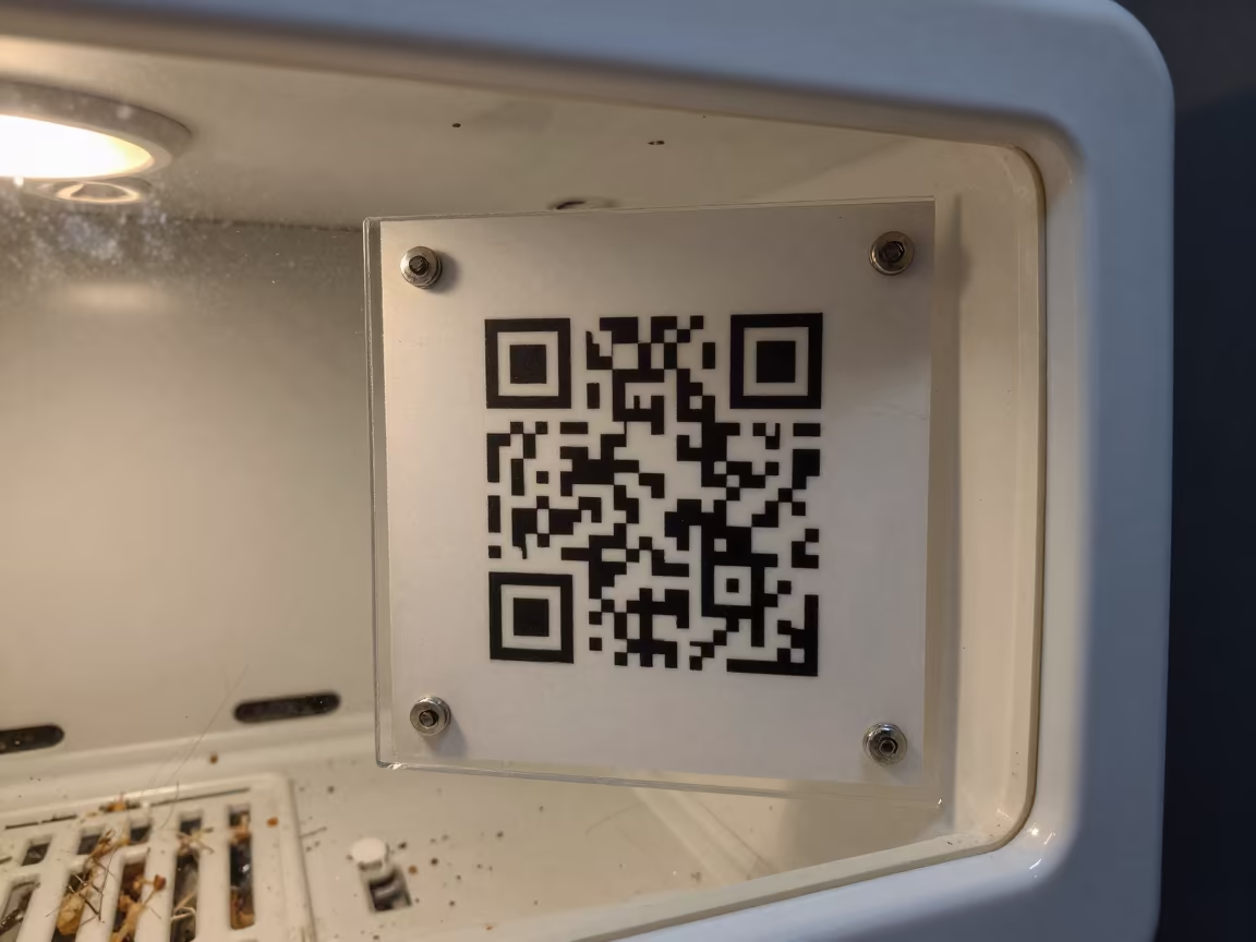 QR Tag Box at Dog Wash Station in at a self-serve dog wash station in Irbid