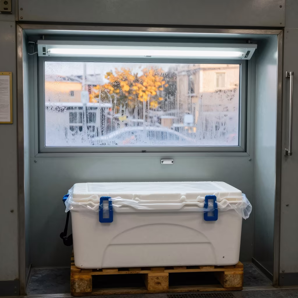 Quarantine Cooler Pallet in Vomero Naples Bay in inside a chilled distribution bay in Vomero, Naples