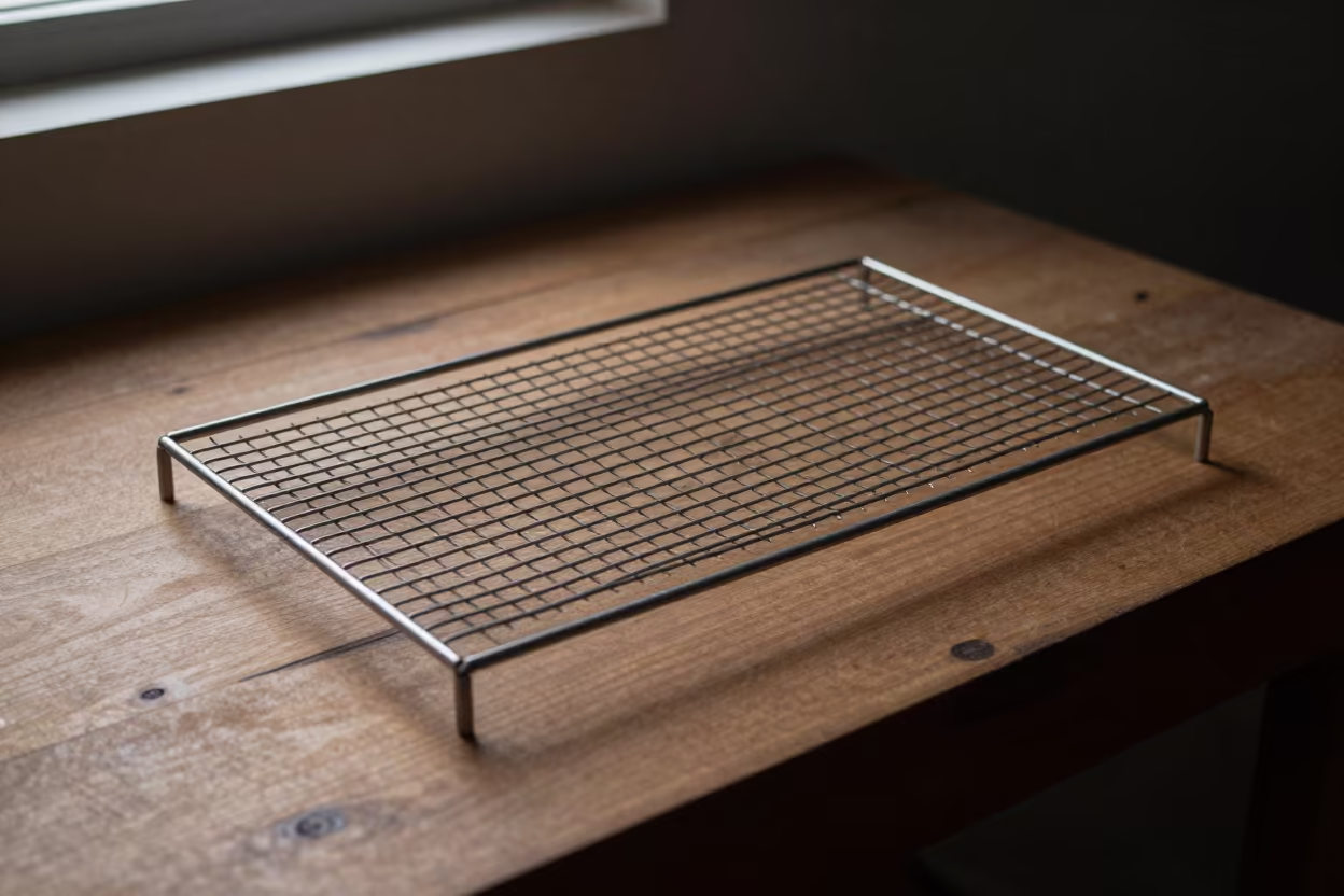 Quarantine Net Rack Dawn Light Dhaka Workbench in on a wooden workbench near Banani, Dhaka