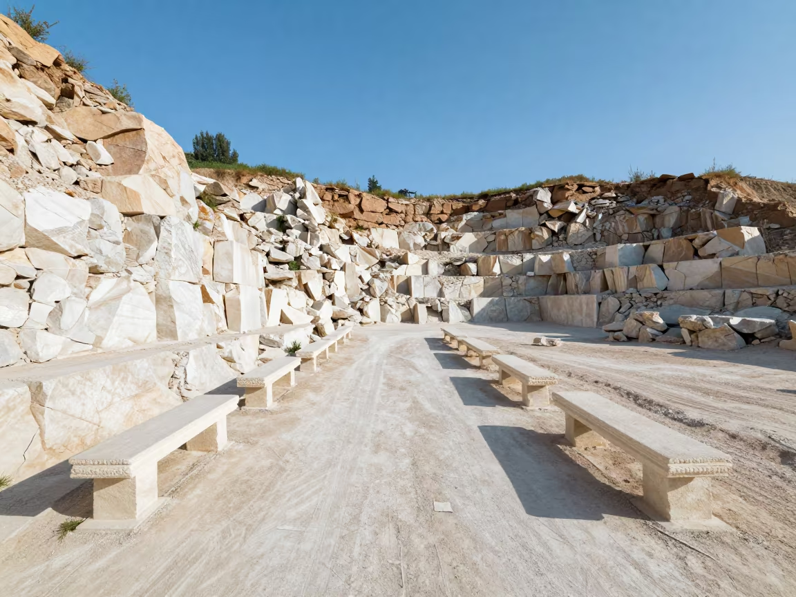 Quarry Road Carved Limestone Xinjiang Afternoon in in Xinjiang