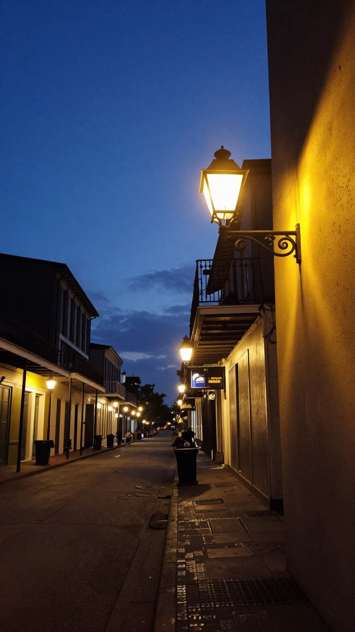 Quarter Street in New Orleans at Blue Hour in in New Orleans, Louisiana, United States