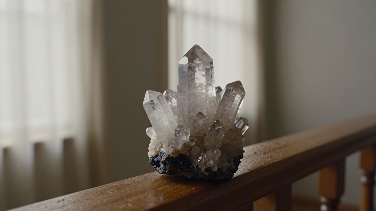 Quartz Cluster on Mica Schist Pier Railing Chimoio in on a pier railing in Chimoio