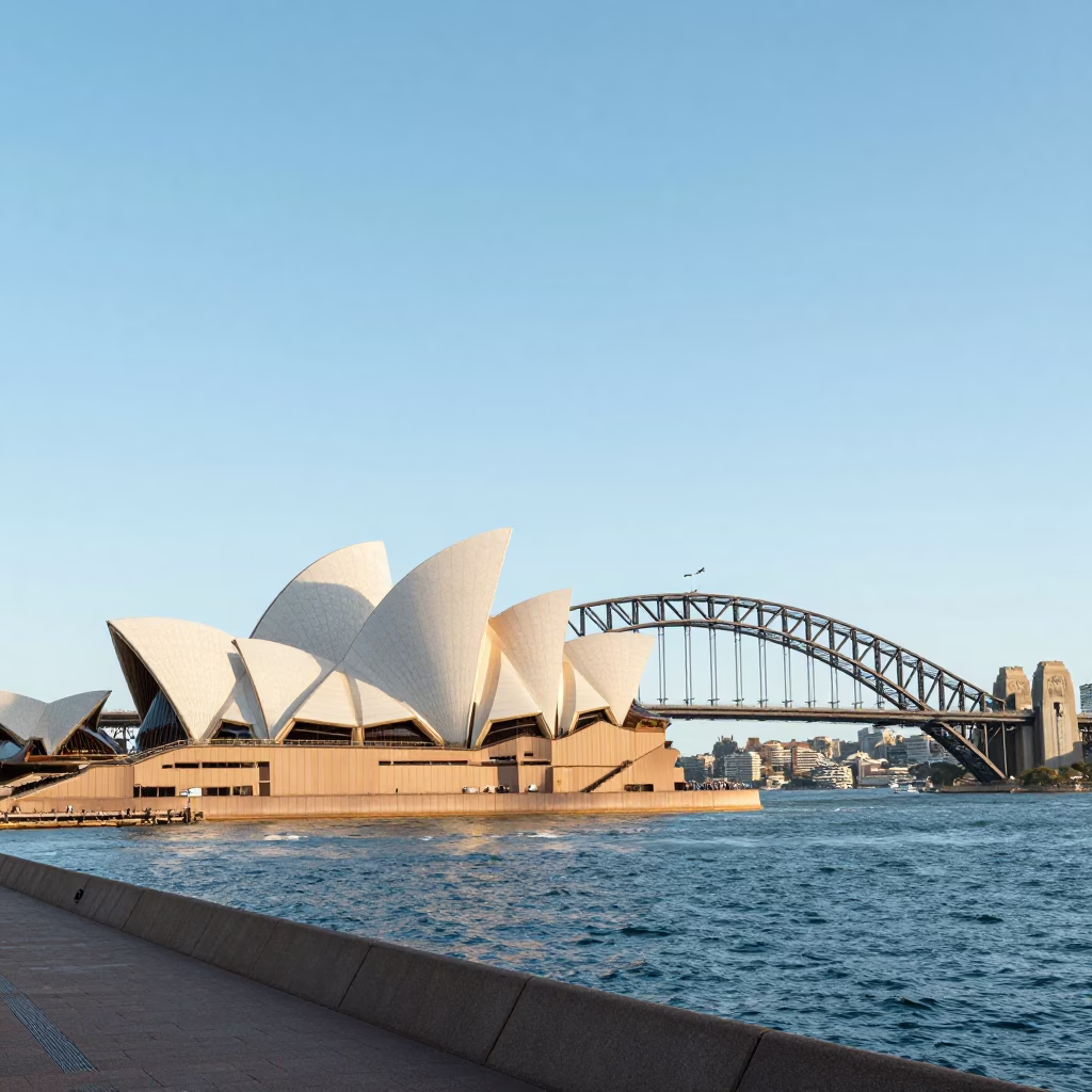 Quay Promenade in Sydney at Bright Midmorning Light in in Sydney, New South Wales, Australia