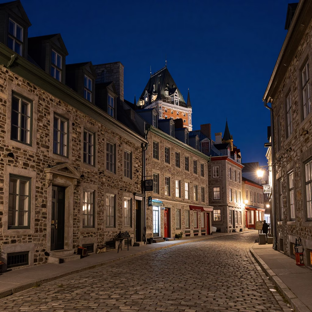 Quebec City Old Port Cobblestones And Historic Architecture in in Quebec City, Quebec, Canada