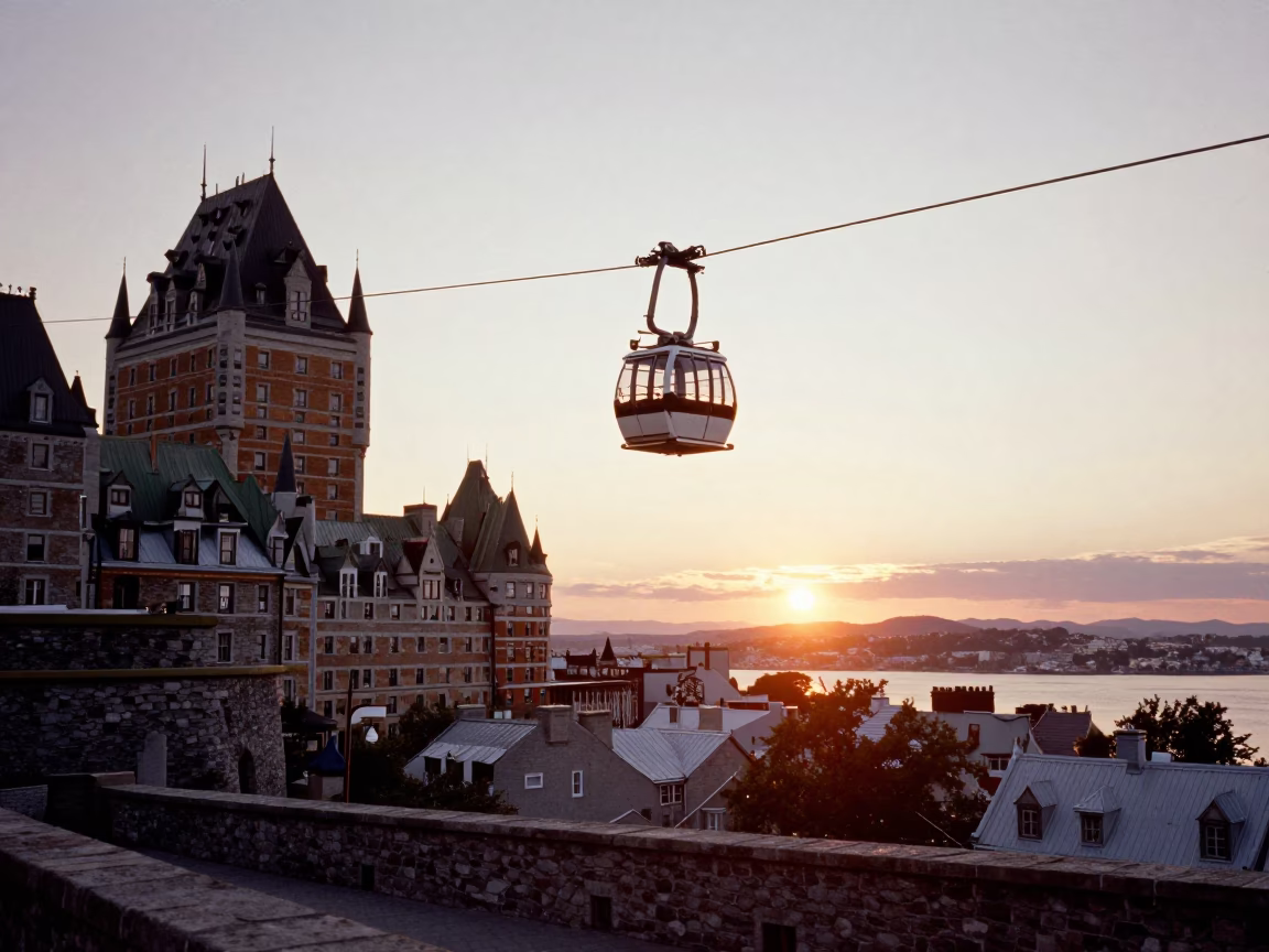 Quebec City Old Town at Sunset Light in in Quebec City, Quebec, Canada