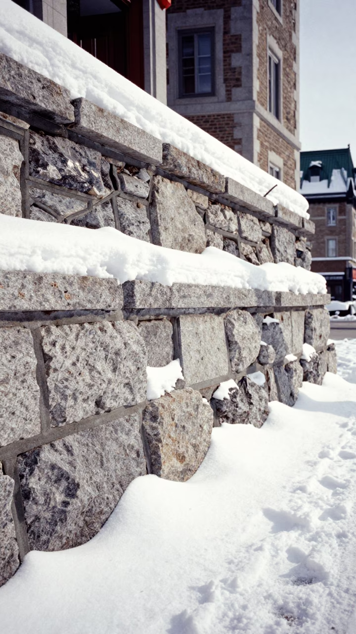Quebec City Retaining Wall at Noon Light in in Quebec City, Quebec, Canada