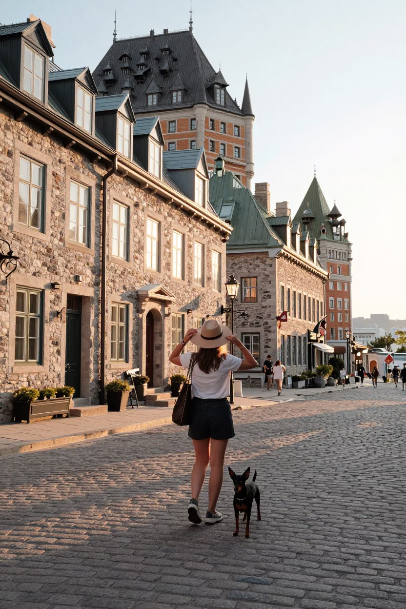 Quebec City Sun Hat at Golden Hour in in Quebec City, Quebec, Canada