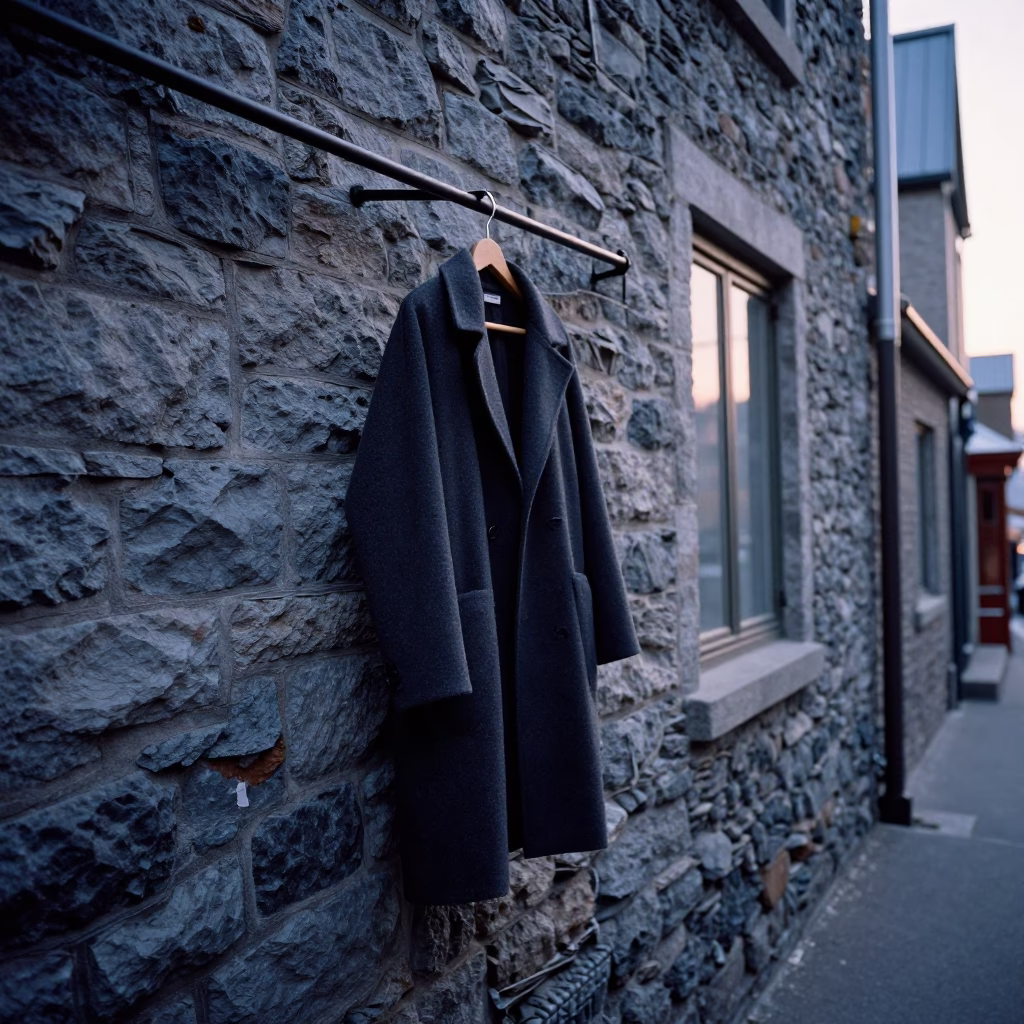 Quebec City Winter Morning Coat Hook and Shirt Hanger in Historic Stone Alley in in Quebec City, Quebec, Canada