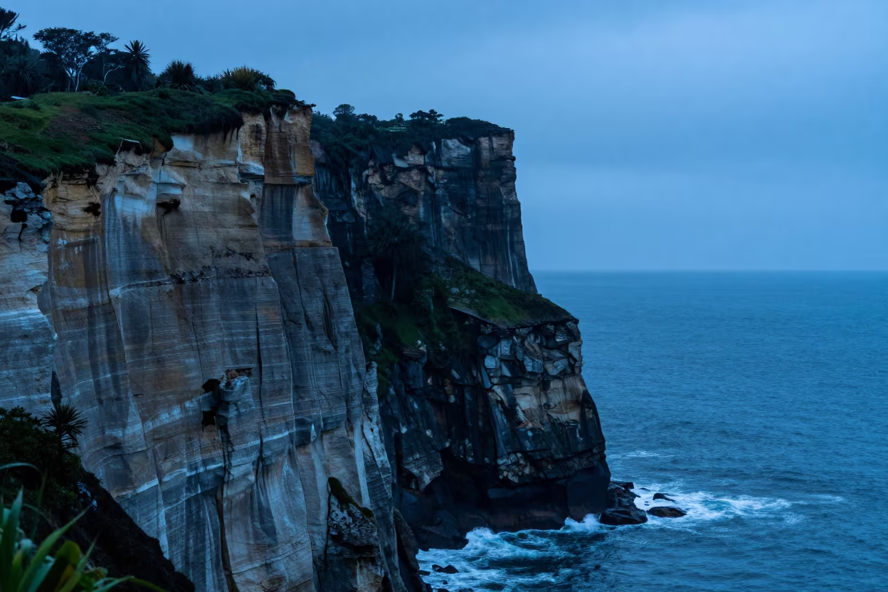 Queensland Chalk Cliffs Silhouetted Blue Hour Rain in in Queensland