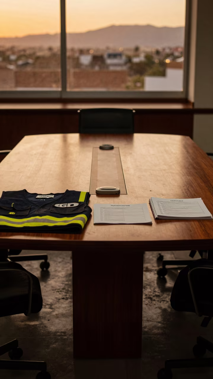 Queretaro Boardroom Sunset Before Meeting in at a boardroom table before a meeting in Queretaro