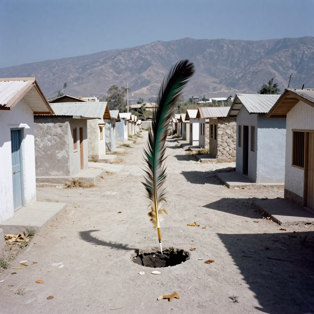 Quetzal Feathers Over Tiny Market Buildings in near Central Market, Phnom Penh