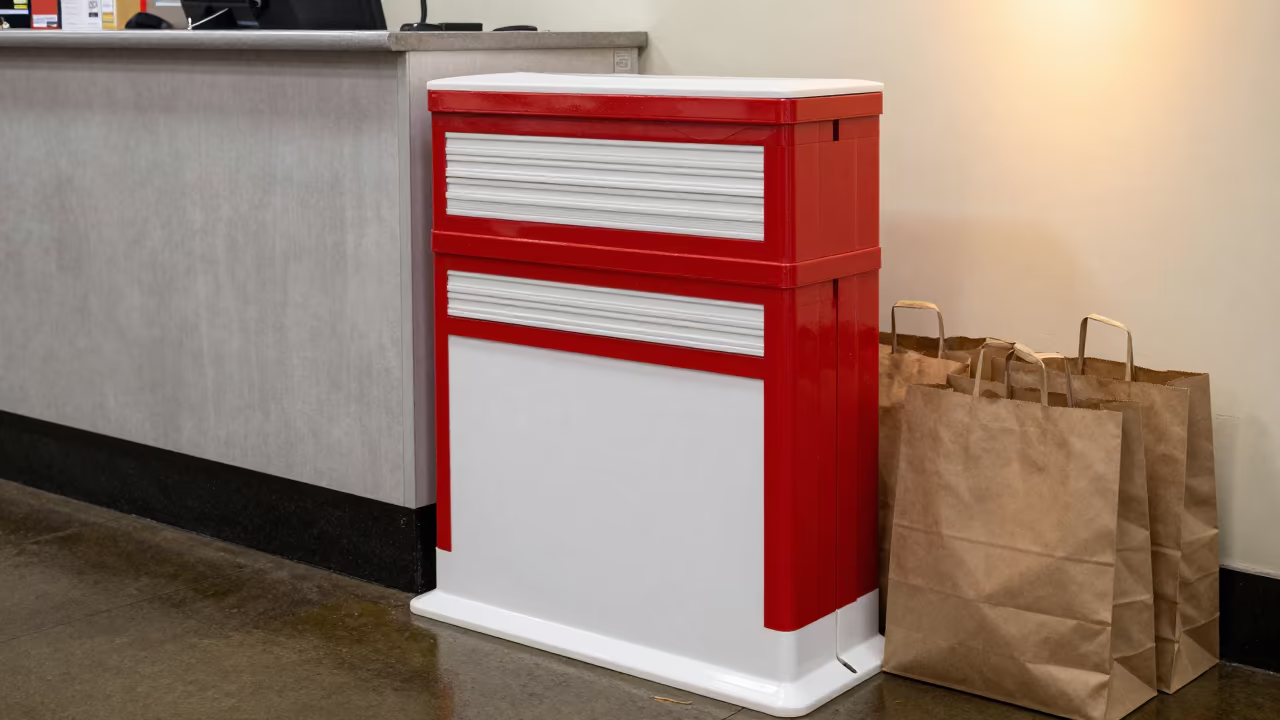 Queue Barrier Base Stack Cash Wrap Retail in at a cash wrap counter with bags stacked nearby in Bordj Bou Arreridj