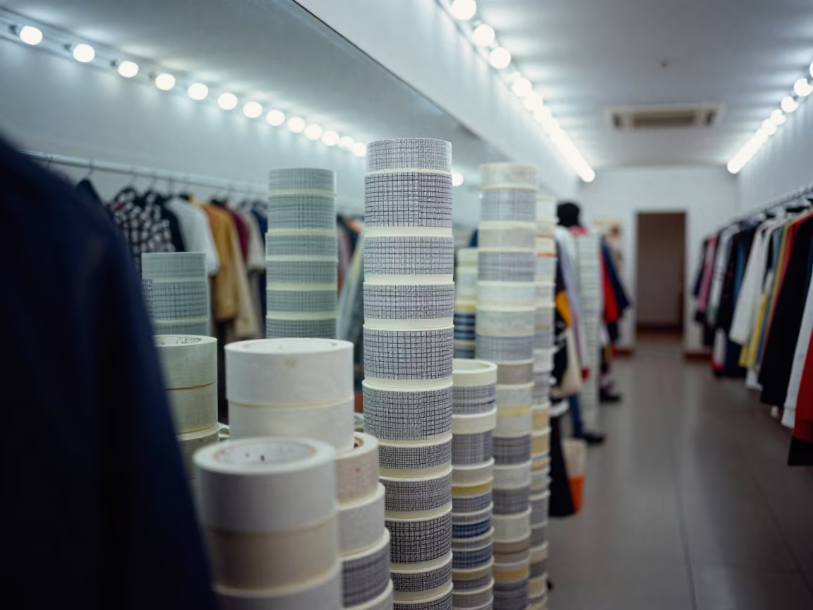 Queue Barrier Stack in Fitting Room Corridor in inside a fitting room corridor near Huancayo