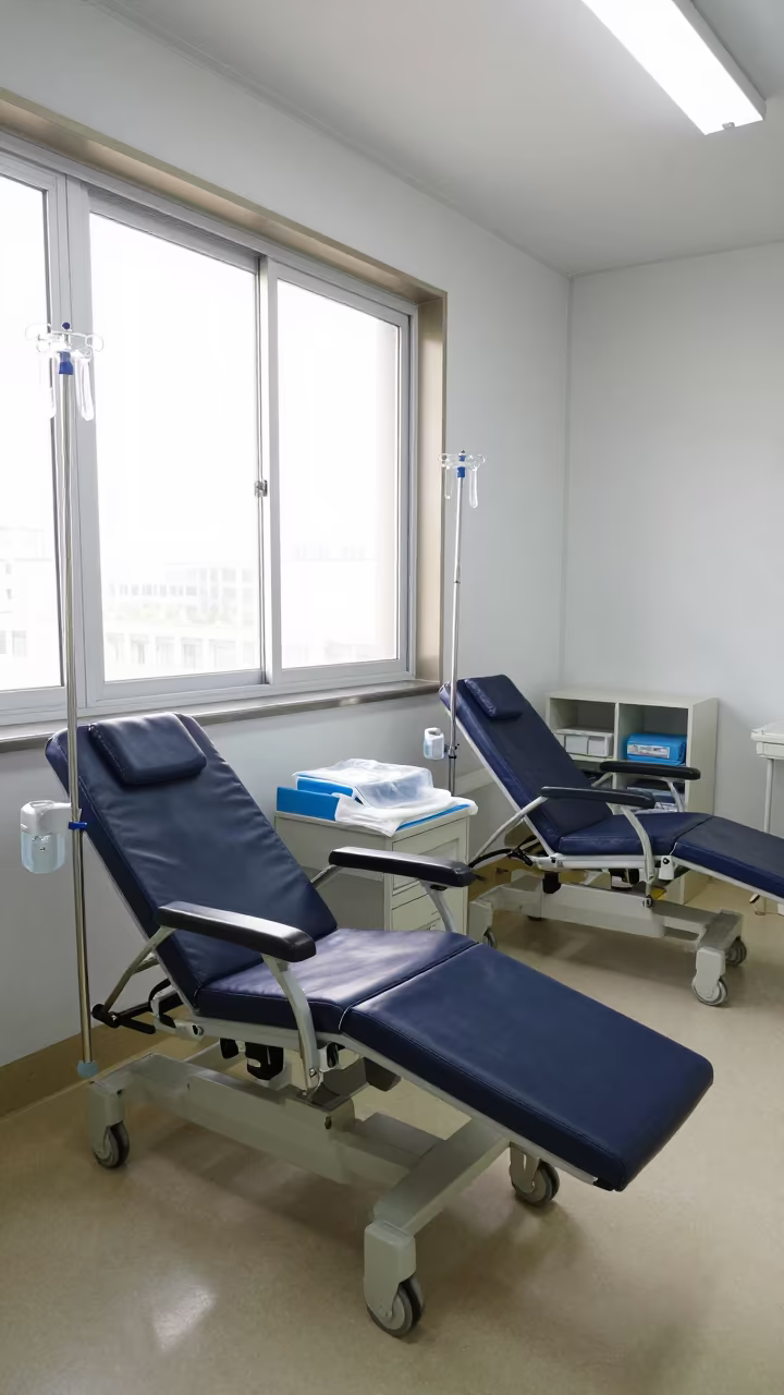 Quiet Dialysis Bay Taichung Late Morning in inside a prep corridor with organized storage in Taichung