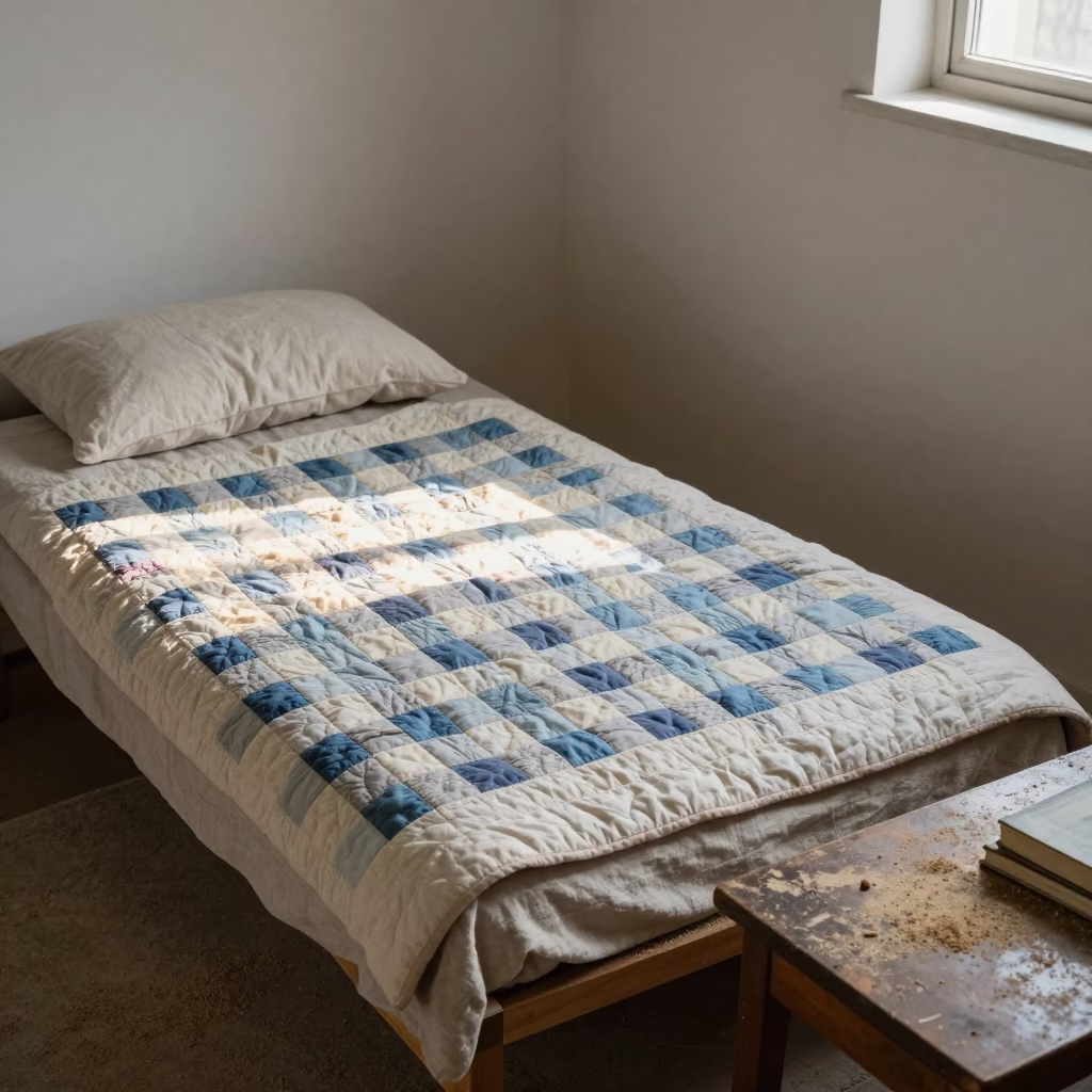 Quilt Texture on Daybed Library Table in on a dusty library table near Kozan