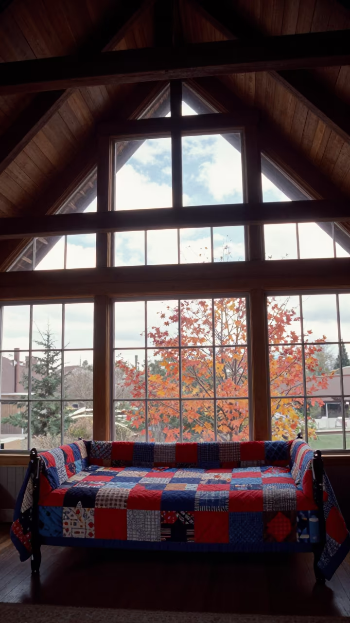 Quilted Daybed Under Sloped Atrium Ceiling Dallas in inside a vaulted atrium in Dallas