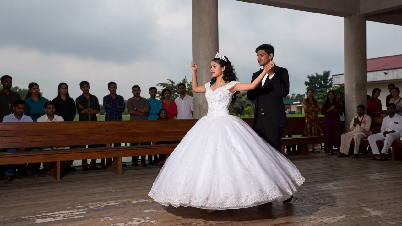 Quinceañera Waltz in Mymensingh Prayer Hall in in a prayer hall near Mymensingh