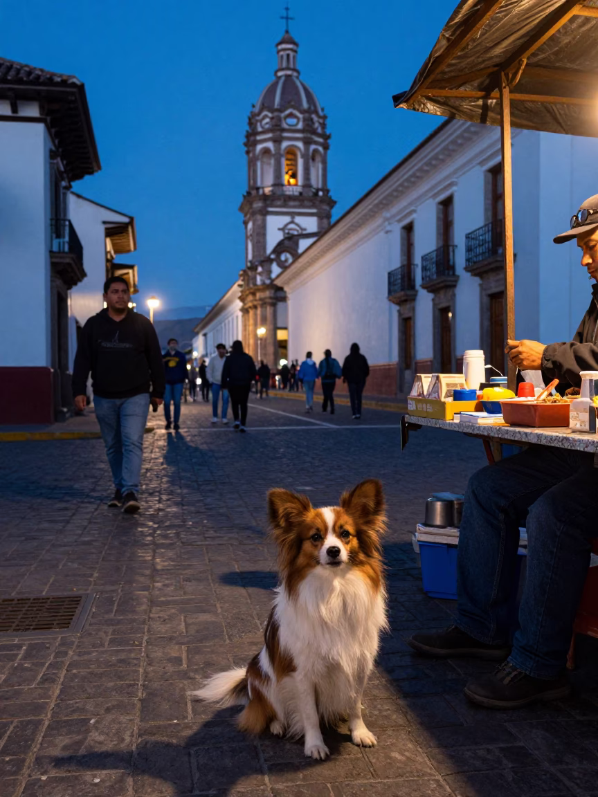 Quito Blue Hour at The Last Blue Light Of Evening in in Quito, Ecuador