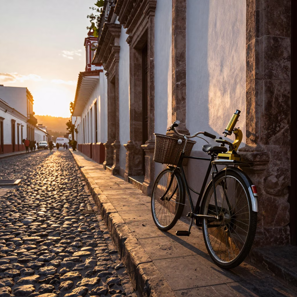 Quito Ecuador Golden Hour Street Scene with Antiques and Local Life in in Quito, Ecuador