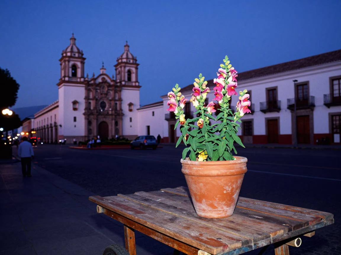 Quito Ecuador Nautical Dawn Street Scene with Terracotta Pot and Spanner in in Quito, Ecuador