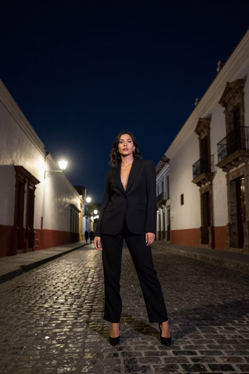 Quito Night Portrait at The Deepest Night Sky Light in in Quito, Ecuador