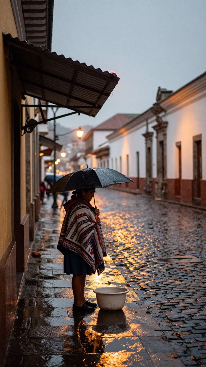 Quito Rain at Dusk Light in in Quito, Ecuador