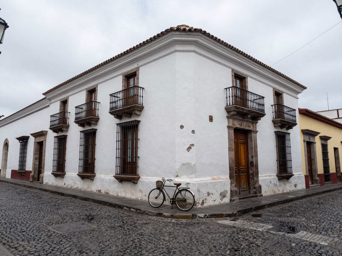 Quito Street Corner at Midday Light in in Quito, Ecuador