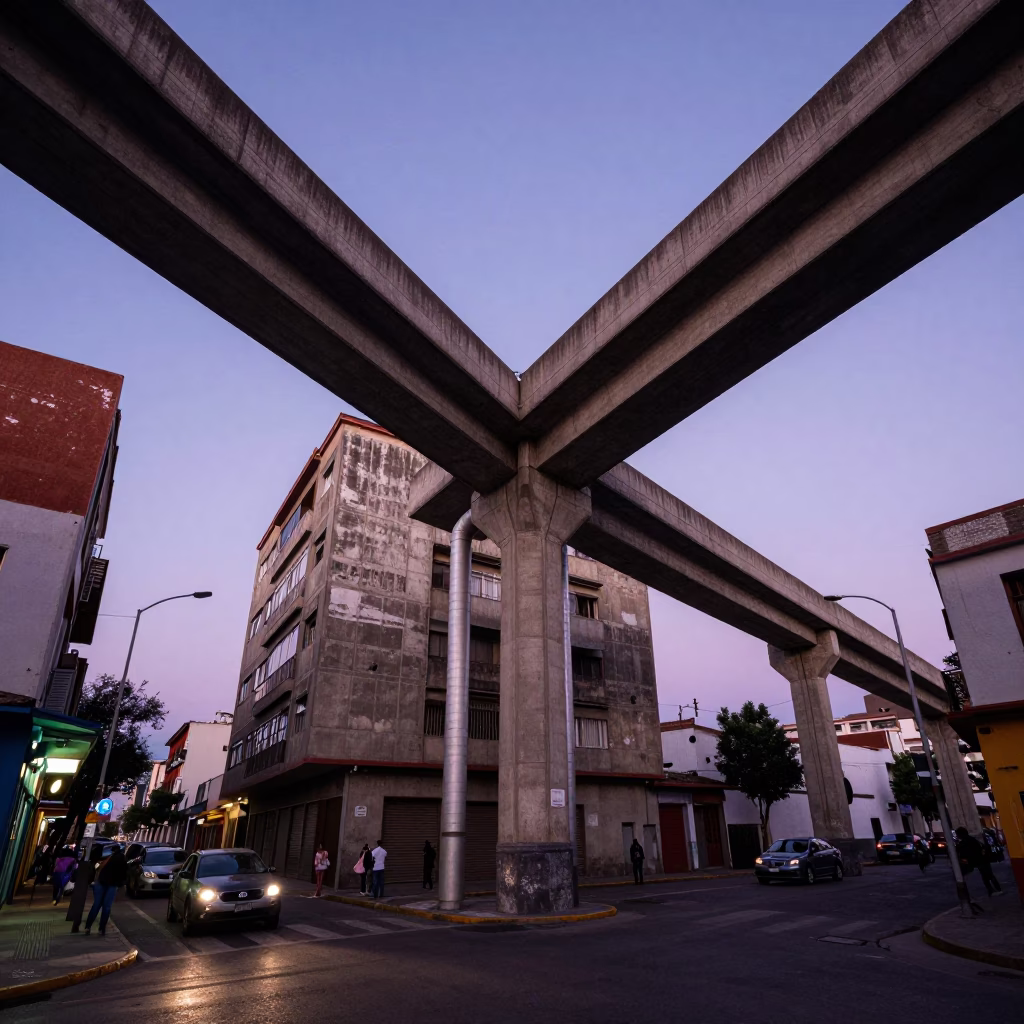 Quito Street Scene at Blue Hour in in Quito, Ecuador