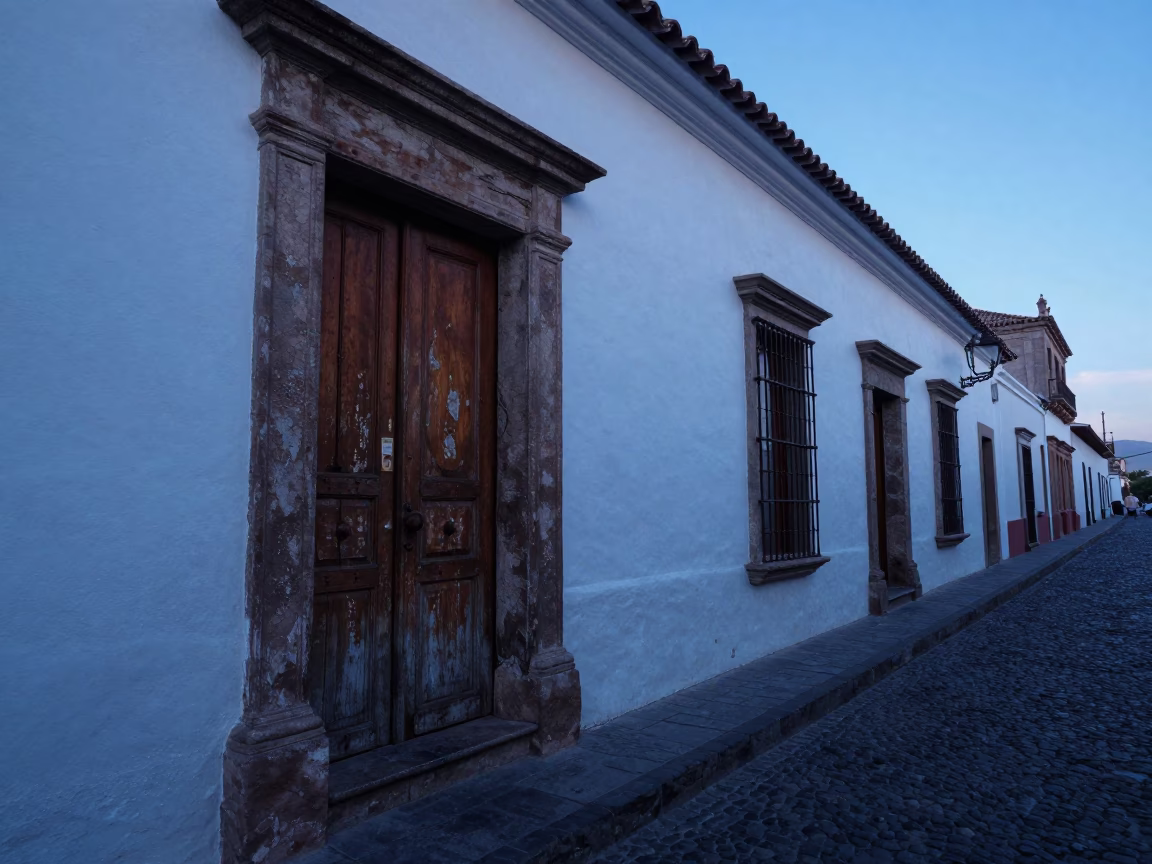 Quito Street Scene at Sunrise Light in in Quito, Ecuador