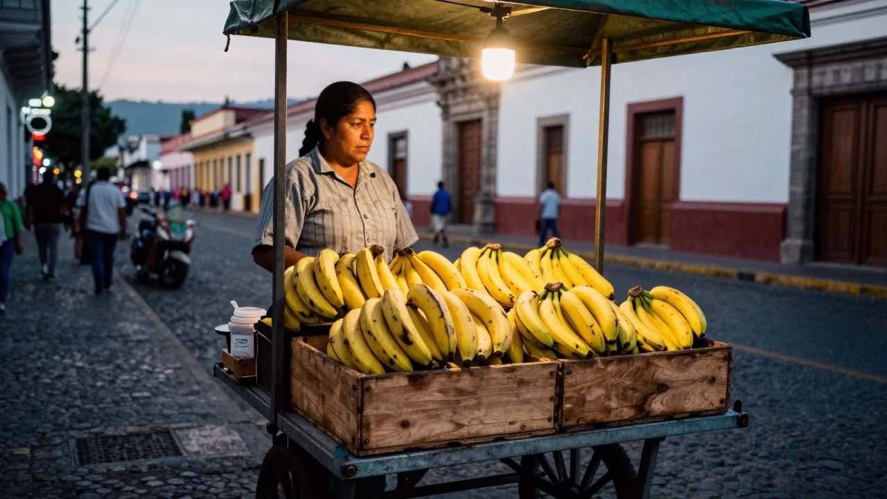 Quito Vendor Display at The Early Evening Light in in Quito, Ecuador