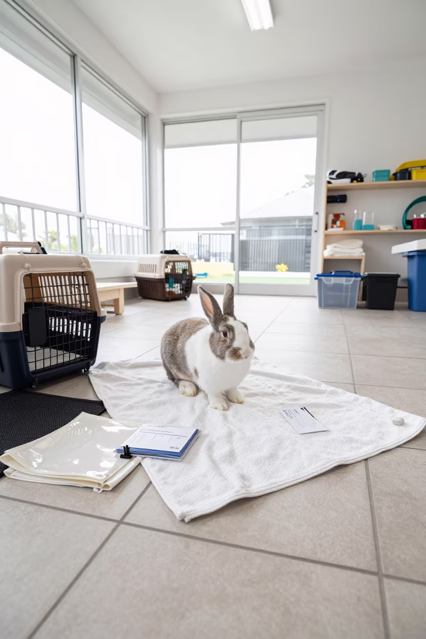 Rabbit Carrier Towel Tote in Sydney Adoption Room in inside an adoption room near Manly, Sydney