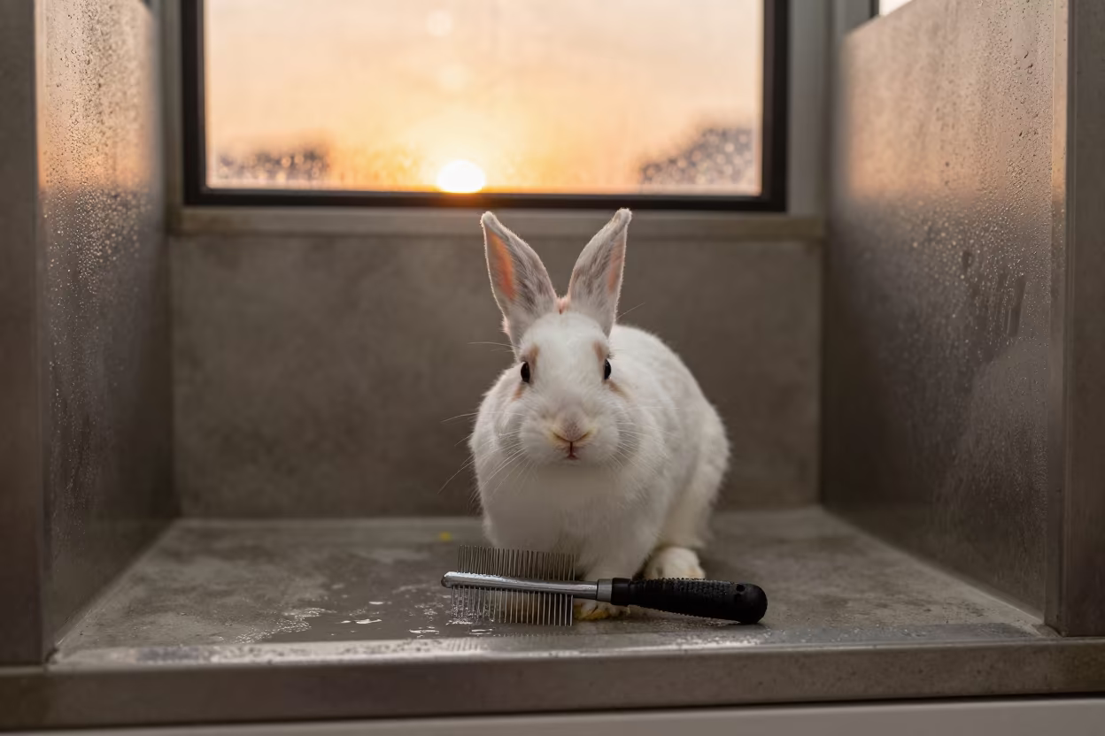 Rabbit Comb Cup at Kaohsiung Dog Wash Station in at a self-serve dog wash station in Kaohsiung