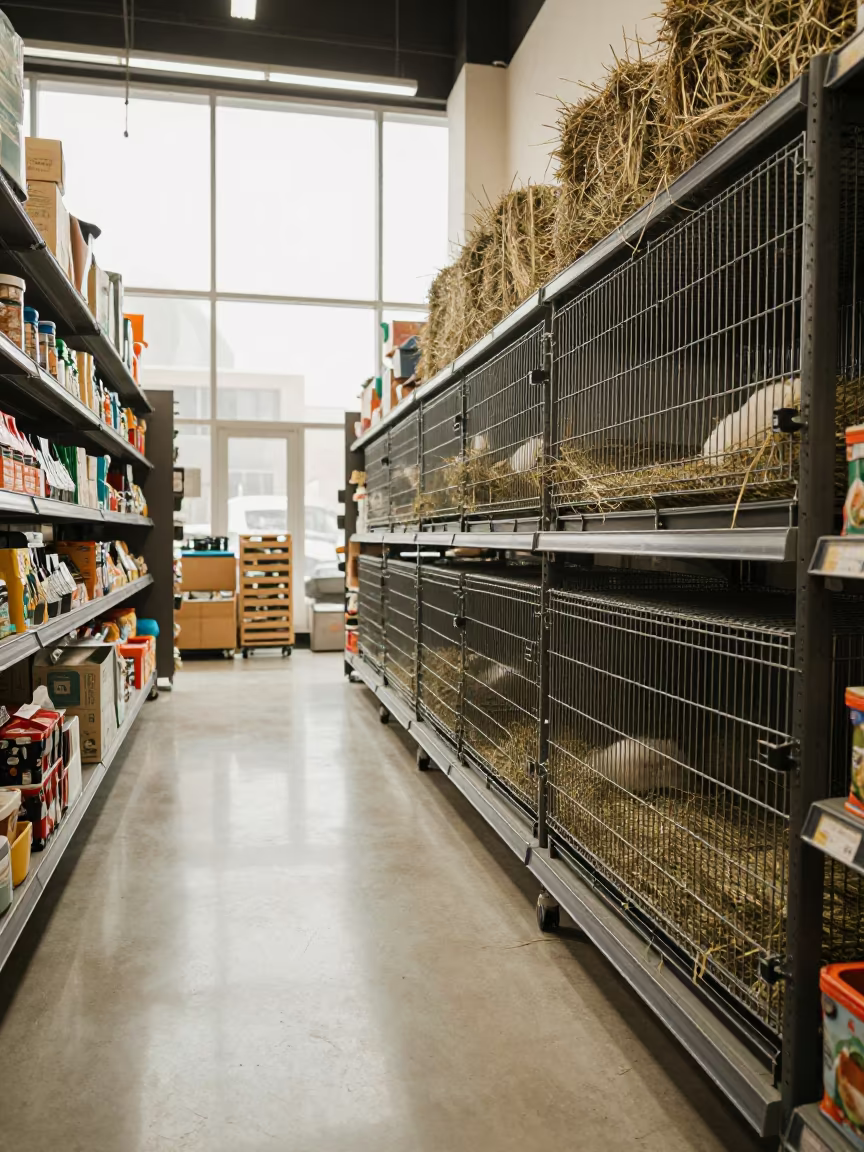 Rabbit Hay Cart in Ajman Pet Store Aisle in inside a pet store aisle in Ajman
