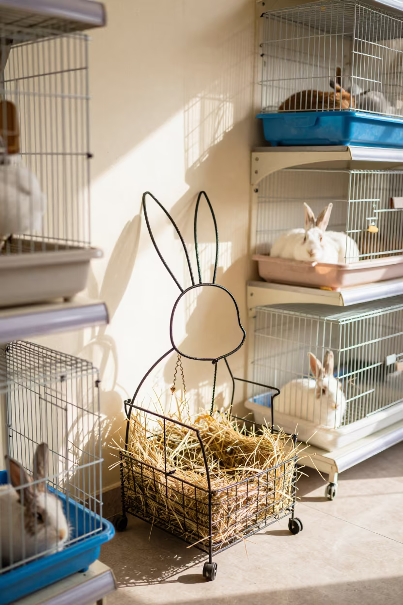 Rabbit Hay Cart in Pet Store Aisle Burewala in inside a pet store aisle near Burewala