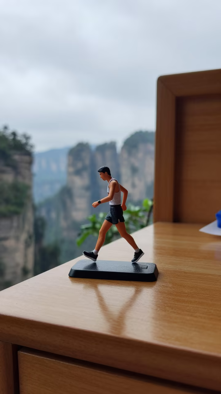 Race Walker Figure on Zhangjiajie Bedside Table in on a bedside table in Zhangjiajie