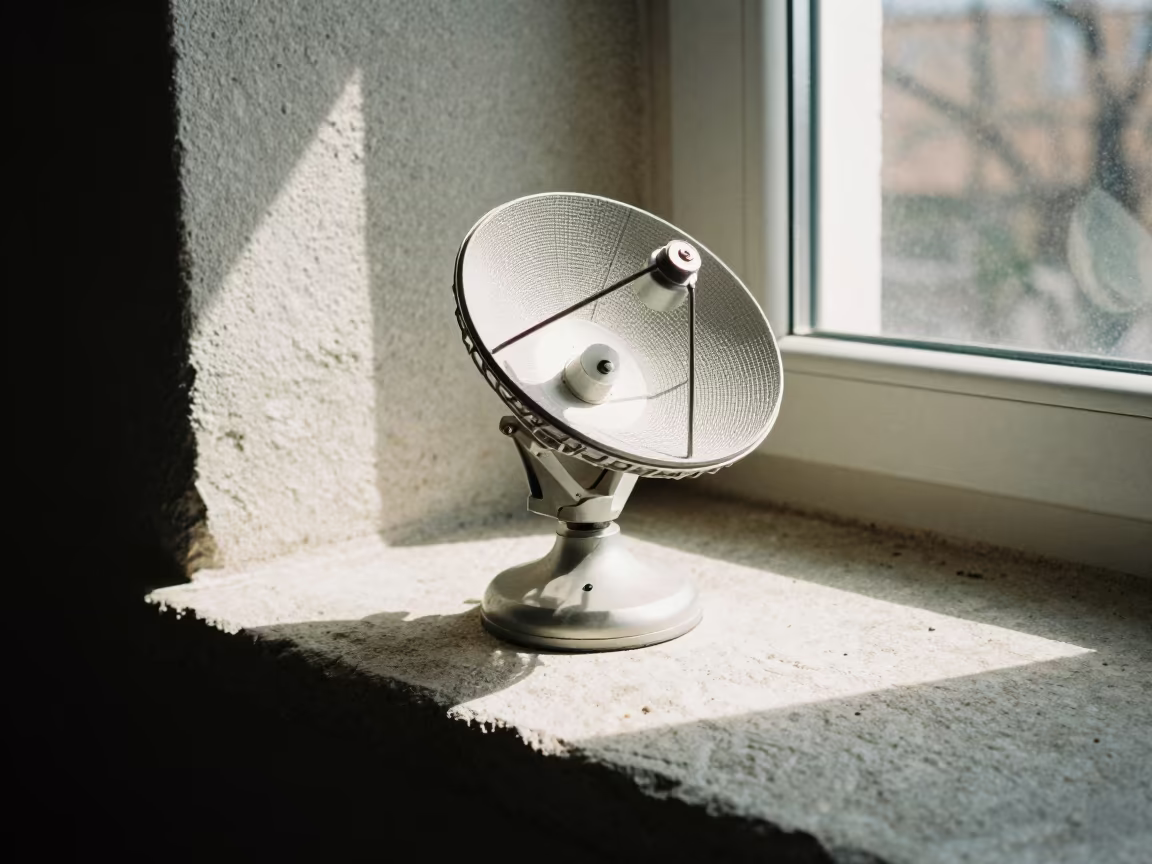 Radio Telescope Dish on Stone Ledge Daule in on a stone ledge in Daule