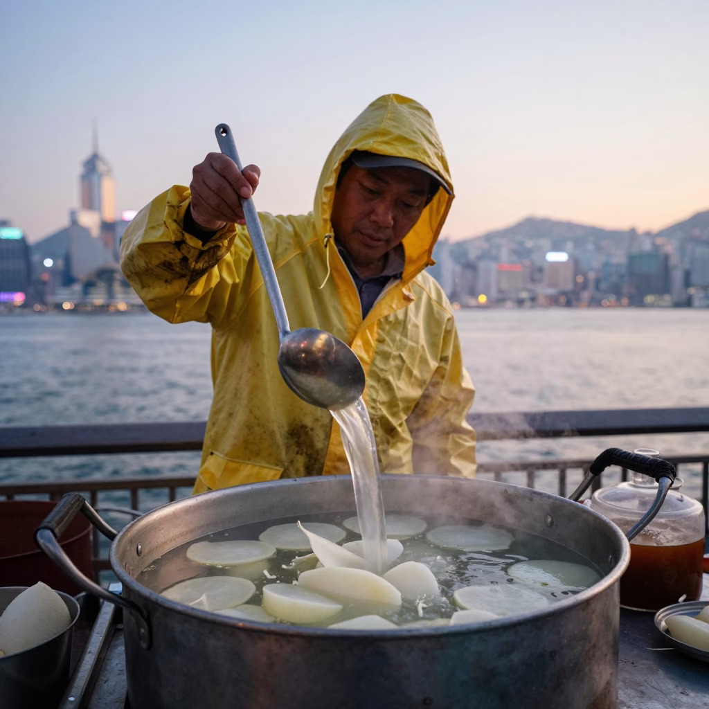 Radish Soup in Hong Kong at First Light Of Dawn in in Hong Kong, Hong Kong