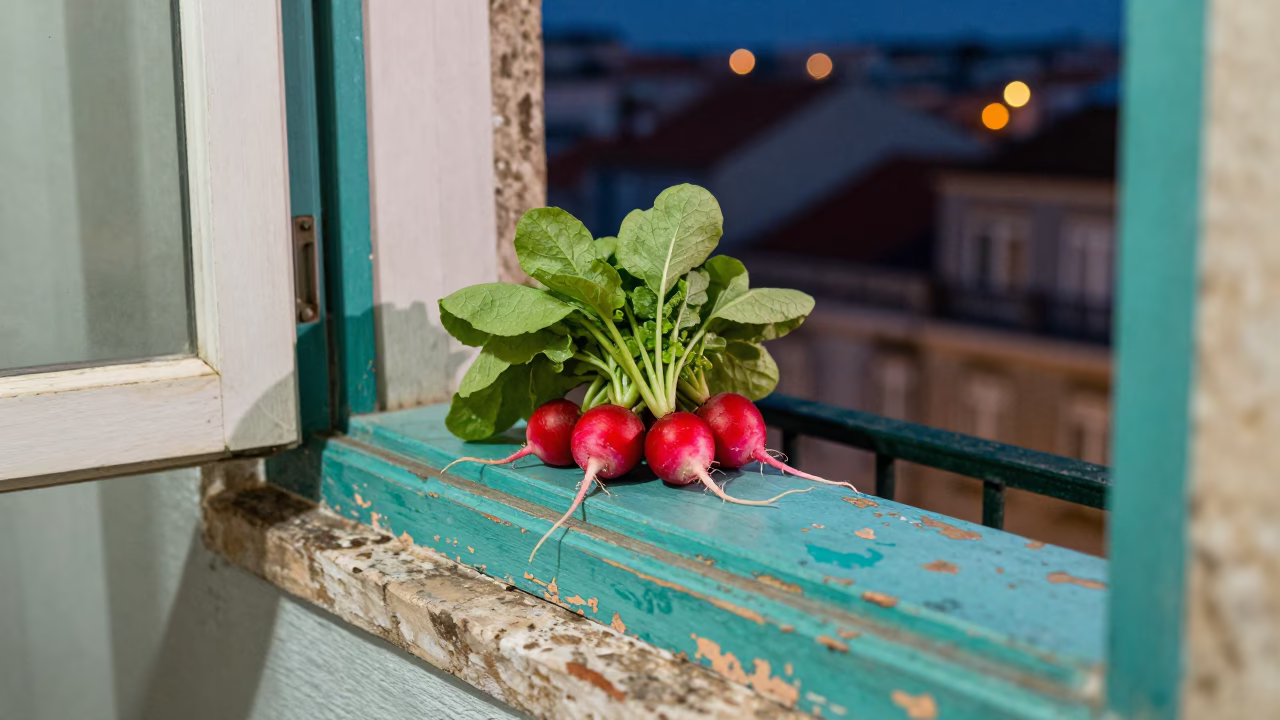 Radishes after dark in Lisbon in in Lisbon, Portugal