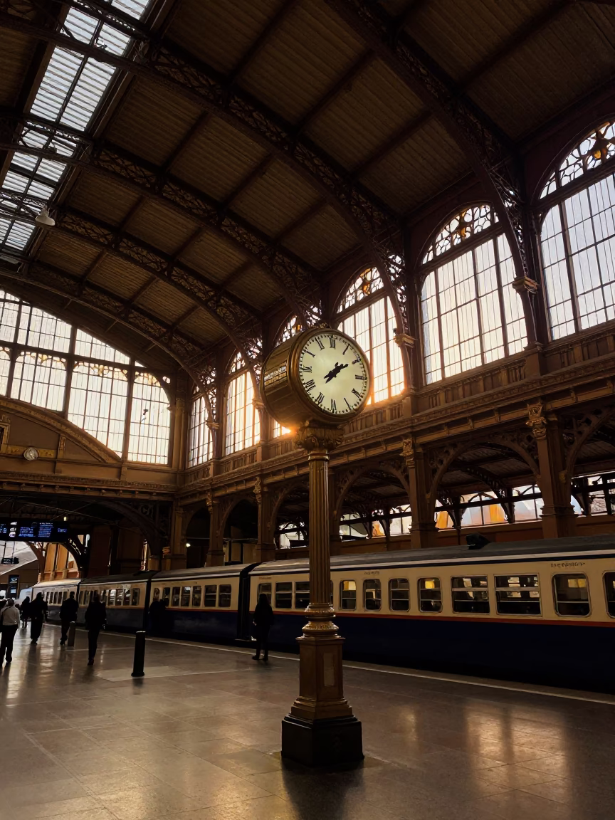 Railway Clock in Sydney at Golden Hour in in Sydney, New South Wales, Australia