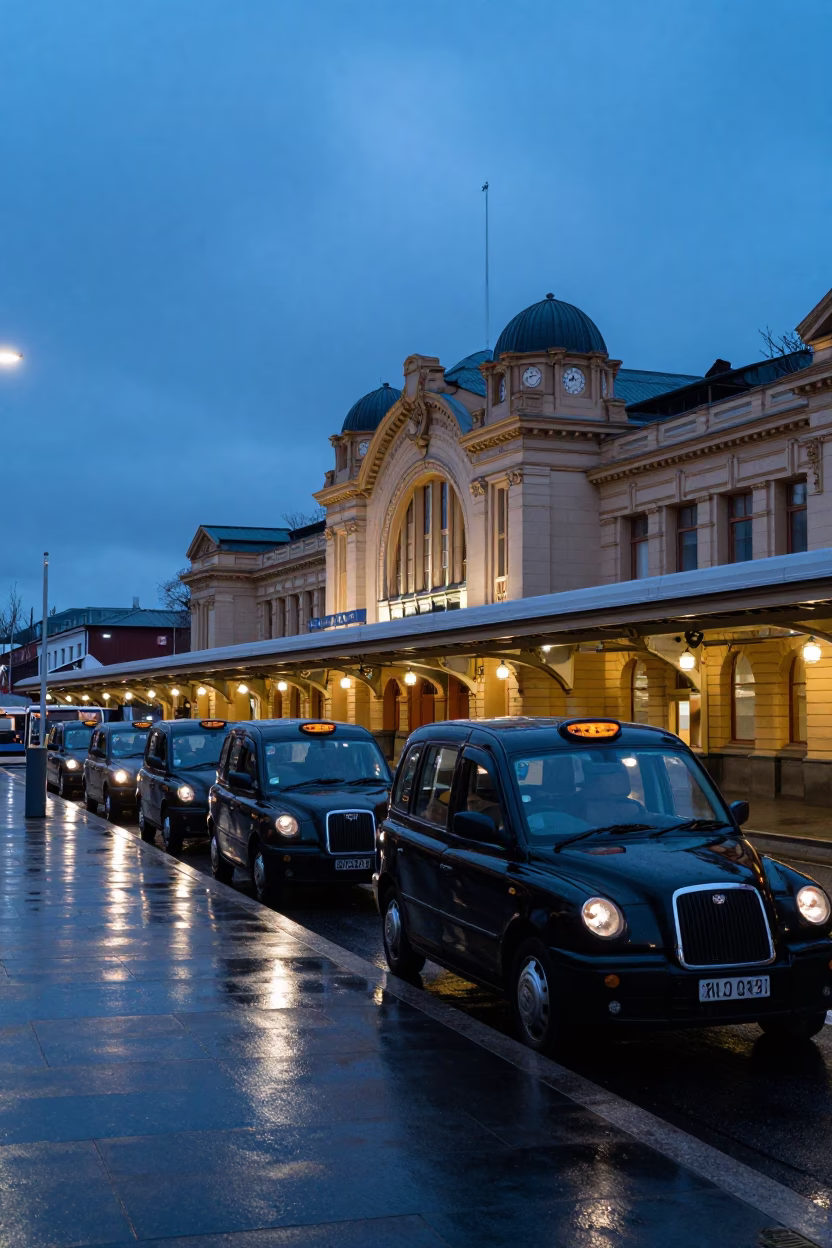 Railway Station in Christchurch at Blue Hour in in Christchurch, New Zealand