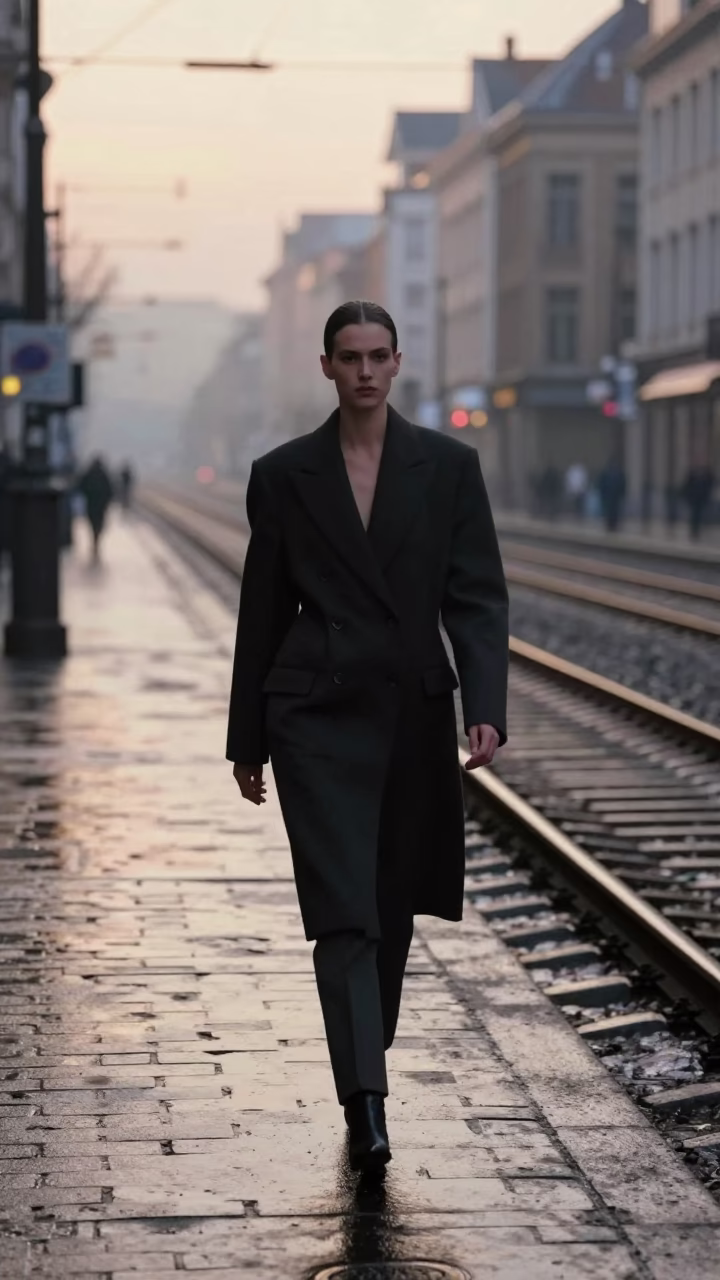 Railway Tracks in Brussels at First Light Of Dawn in in Brussels, Belgium