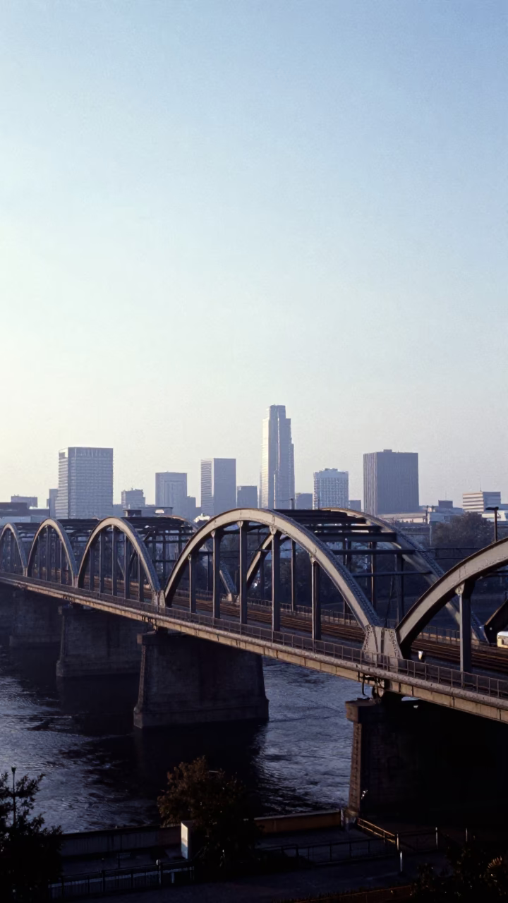 Railway Viaduct just after sunrise in Berlin in in Berlin, Germany