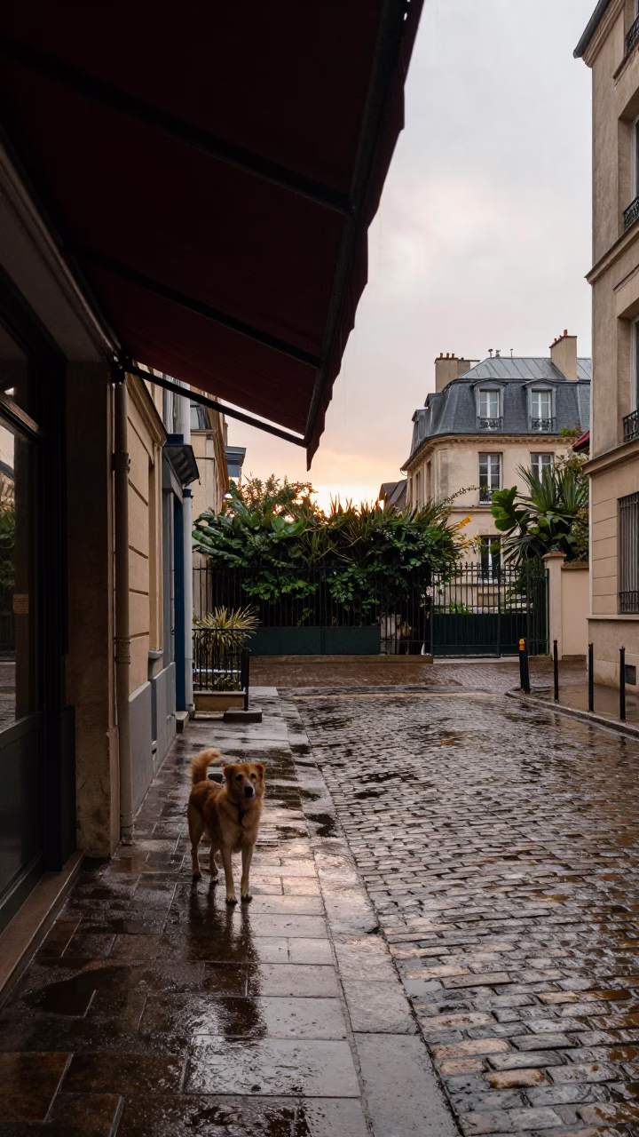 Rain at First Light in in Paris, France